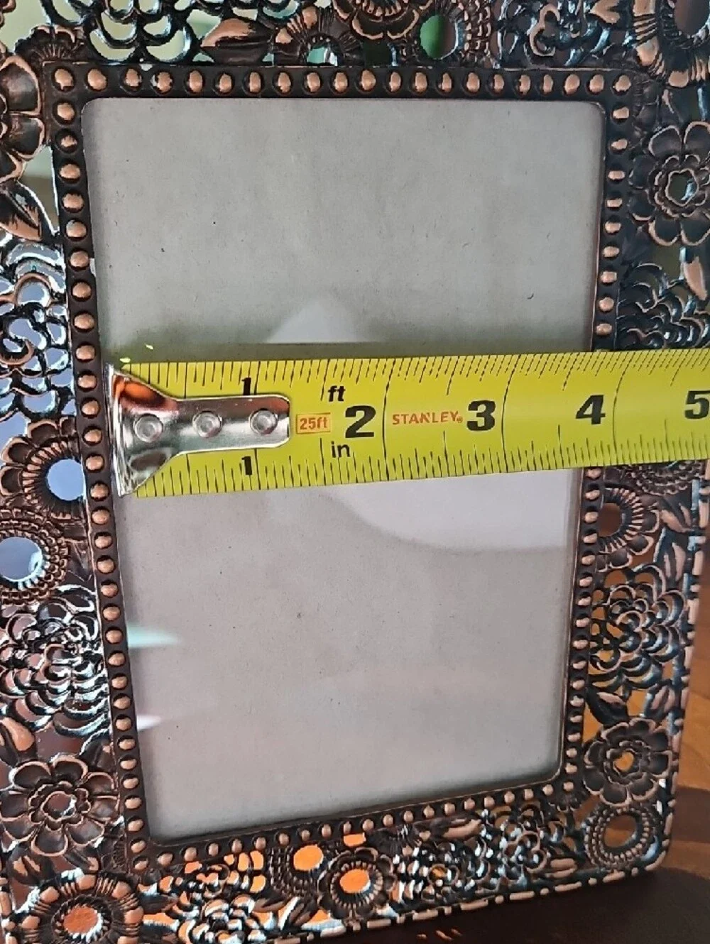 Ornate Floral Metal Picture Frame in Antiqued Copper
